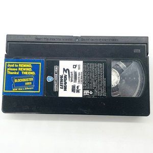 Vintage Lethal Weapon 3 VHS Movie Cassette Blockbuster Rental with Stickers